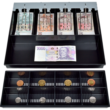 Pokladní zásuvka C420D - s kabelem, kovové držáky, 9-24V, bílá  EKN0118 6