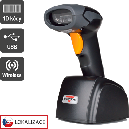 CCD čtečka Virtuos HW-311A, bezdrátová, USB základna, černá
