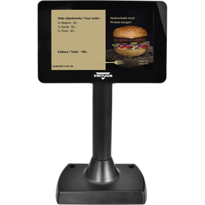7" LCD barevný zákaznický monitor Virtuos SD700F, USB, černý  EJG1007 7