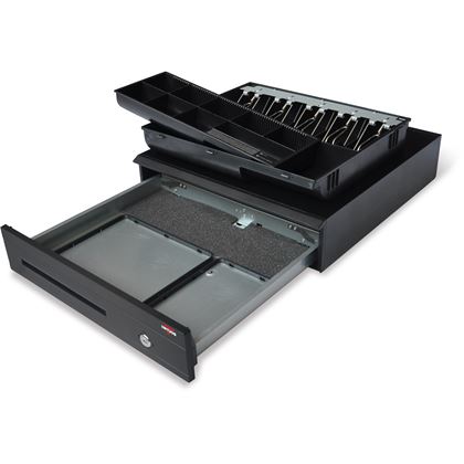 Pokladní zásuvka C425 - bez kabelu, kovové držáky, 5-9V, černá  EKN0114 4