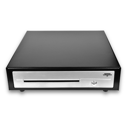 Pokladní zásuvka C430D - s kabelem, kovové držáky, nerez panel, 9-24V, černá  EKN0116 2