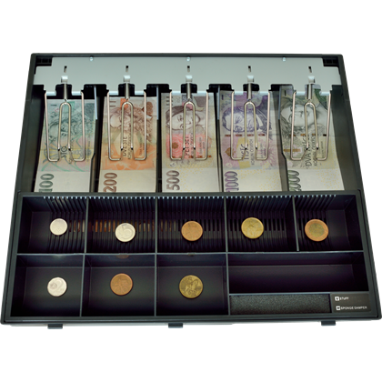 Plastový pořadač na peníze pro C425, kovové držáky bankovek
