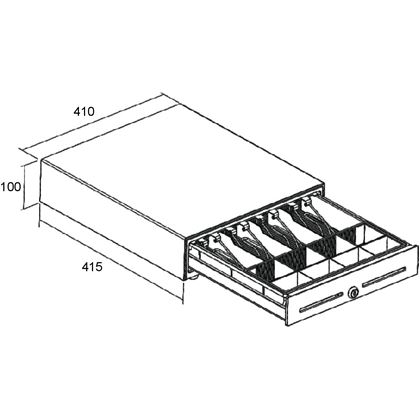 Pokladní zásuvka S-410C - s kabelem, pořadač 4/8, 9-24V, černá  EKO0104 6