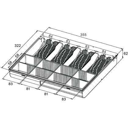 Pokladní zásuvka S-410C - s kabelem, pořadač 4/8, 9-24V, černá  EKO0104 7