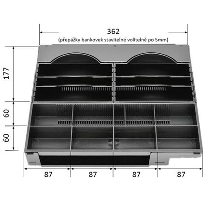 Plastový EURO pořadač na peníze pro C410/C420/C430, přihrádky na bankovky  EKA9030 2